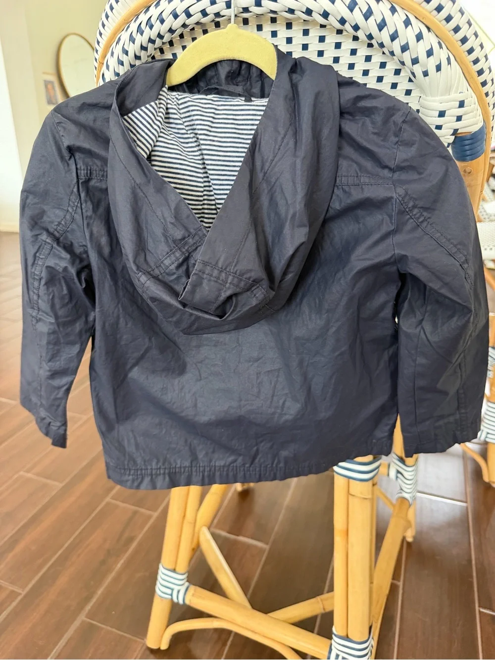 GAP Kids Navy Blue Hooded Windbreaker Jacket Size XS 4/5 Rain Coat Lined